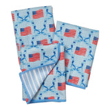 Set ofmighty minis lt blue towels with American flag pattern 