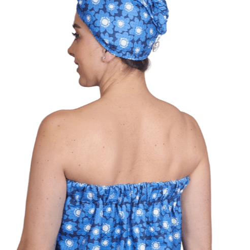 Bath Wrap - Signature Collection Pop Daisy - Ultramarine - Once Again Home Co.