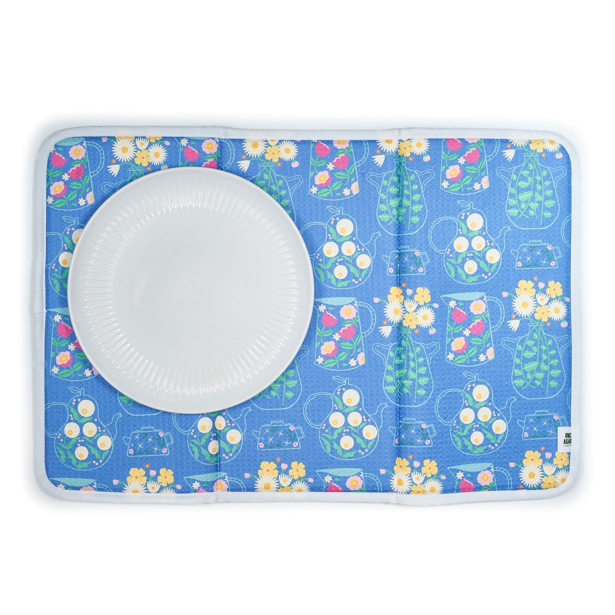 Drying Mat - Mable Tan Flower Teapot - Once Again Home Co.