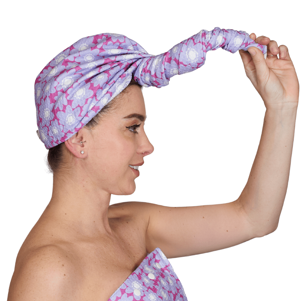 Hair Towel Wrap Double Sided - Signature Collection Pop Daisy - Once Again Home Co.
