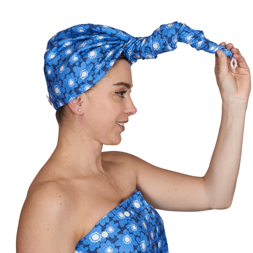 Hair Towel Wrap Double Sided - Signature Collection Pop Daisy - Once Again Home Co.