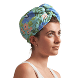 Hair Towel Wrap - Garden in Turquoise - Once Again Home Co.