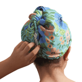 Hair Towel Wrap - Garden in Turquoise - Once Again Home Co.