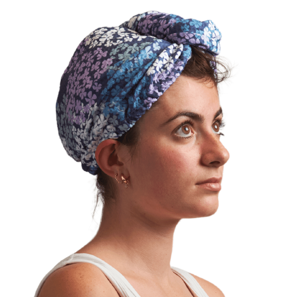 Hair Towel Wrap - Hydrangea in Navy - Once Again Home Co.