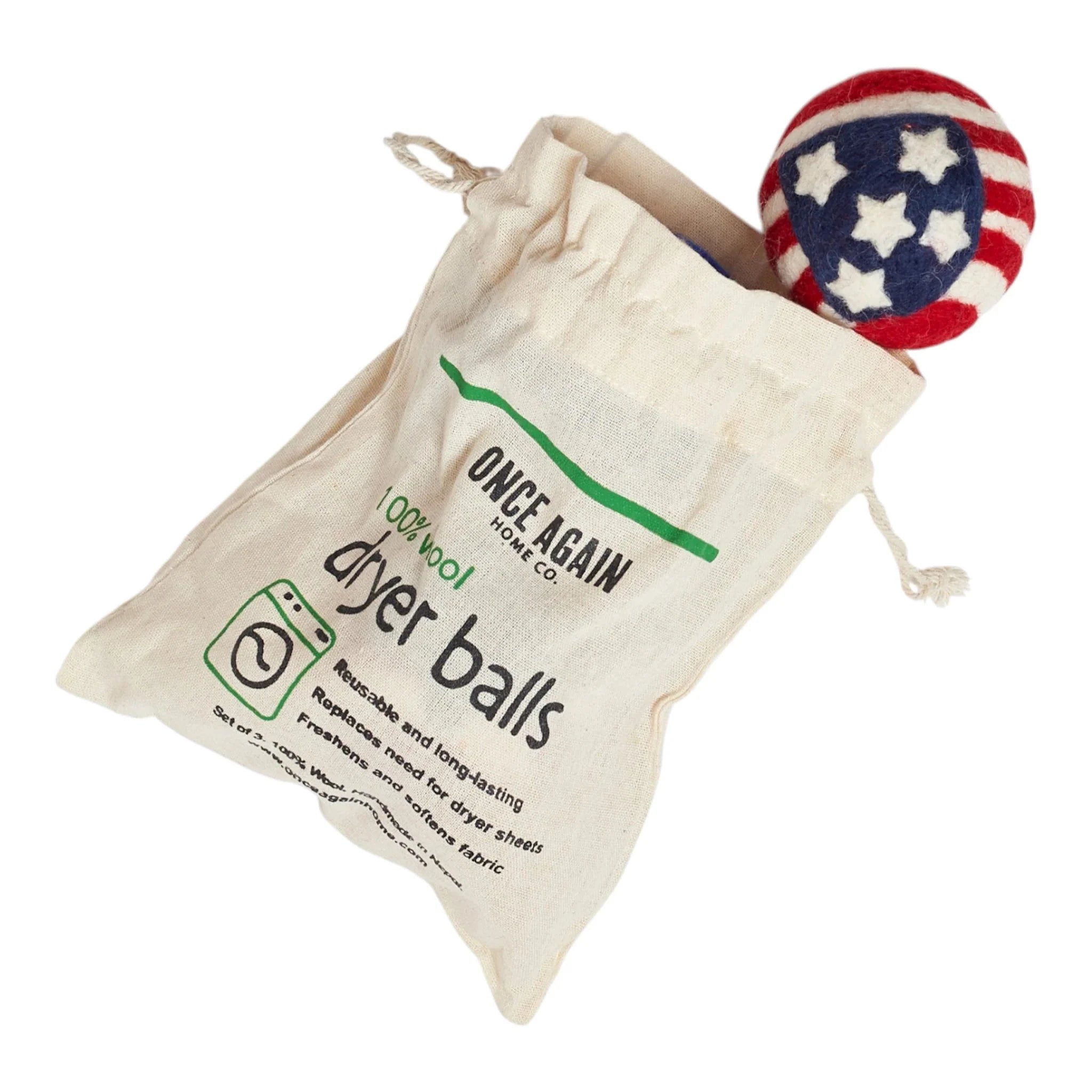 Laundry Wool Dryer Balls - Set of 3 - Americana - Once Again Home Co.