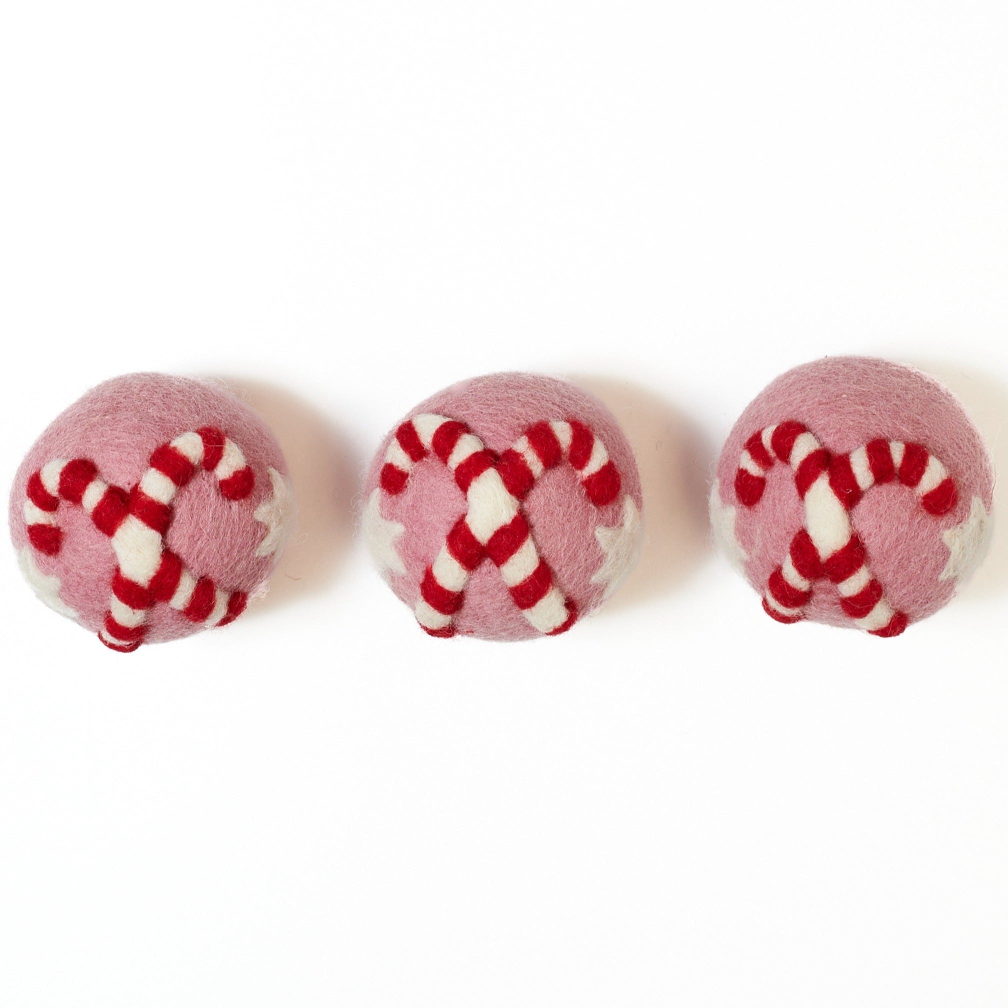 Laundry Wool Dryer Balls - Set of 3 Candy Cane - Once Again Home Co.
