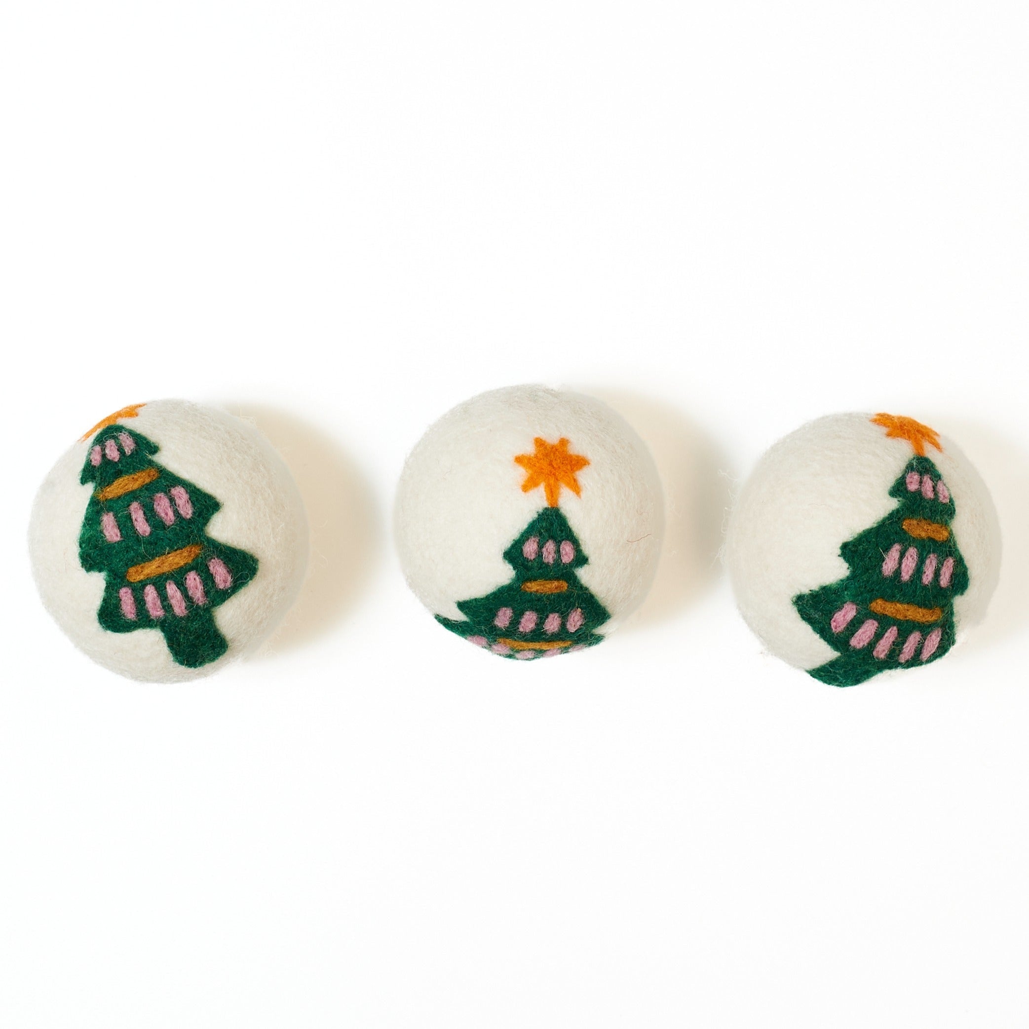 Laundry Wool Dryer Balls - Set of 3 Holiday Tree - Once Again Home Co.