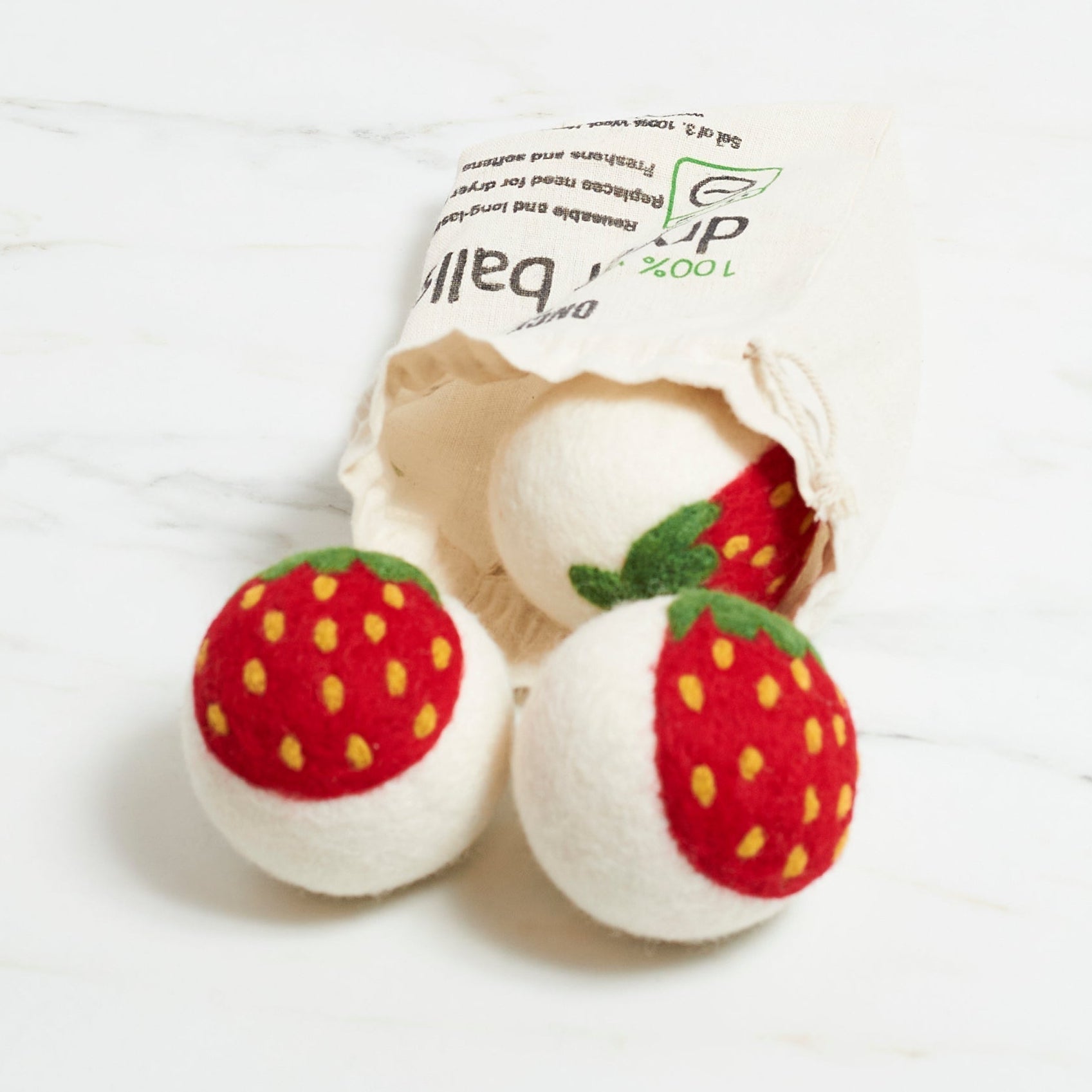 Laundry Wool Dryer Balls - Set of 3 Strawberry - Once Again Home Co.