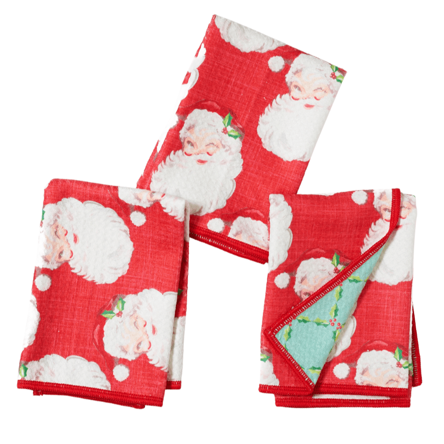 Mighty Mini Towel (Set of 3) Reversible - Heather Collins Santa Baby - Once Again Home Co.