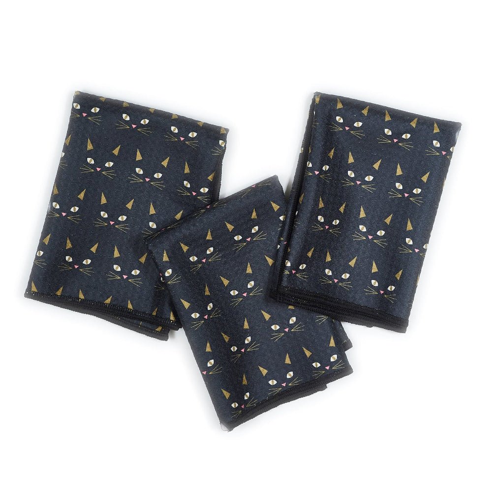 Mighty Mini Towel (Set of 3) Reversible - Heather Jacobs Black Cat - Once Again Home Co.