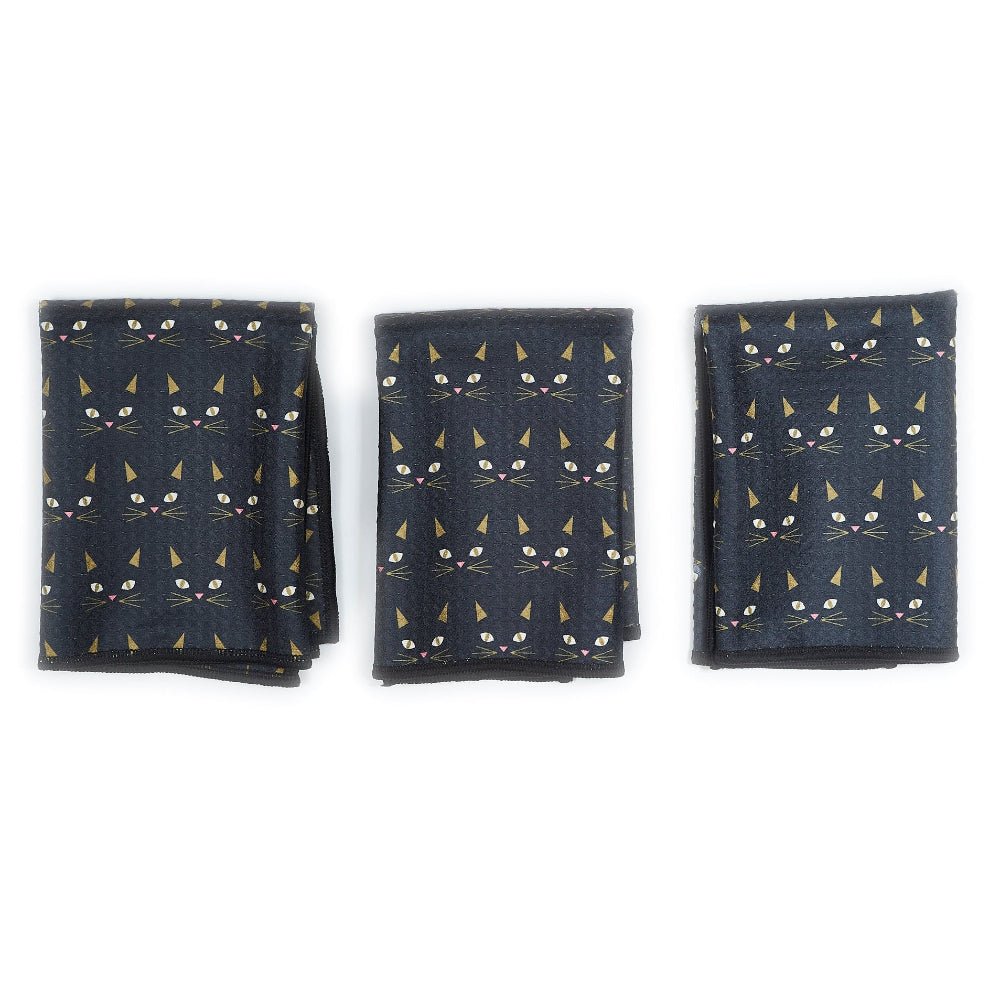 Mighty Mini Towel (Set of 3) Reversible - Heather Jacobs Black Cat - Once Again Home Co.