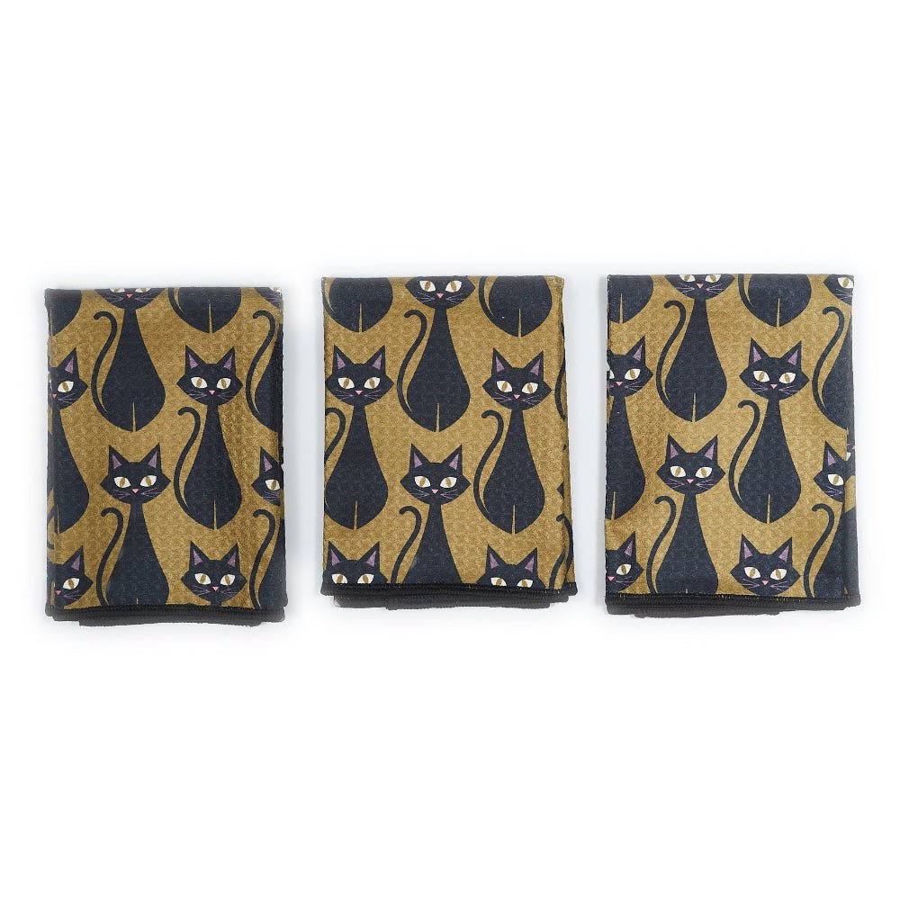 Mighty Mini Towel (Set of 3) Reversible - Heather Jacobs Black Cat - Once Again Home Co.