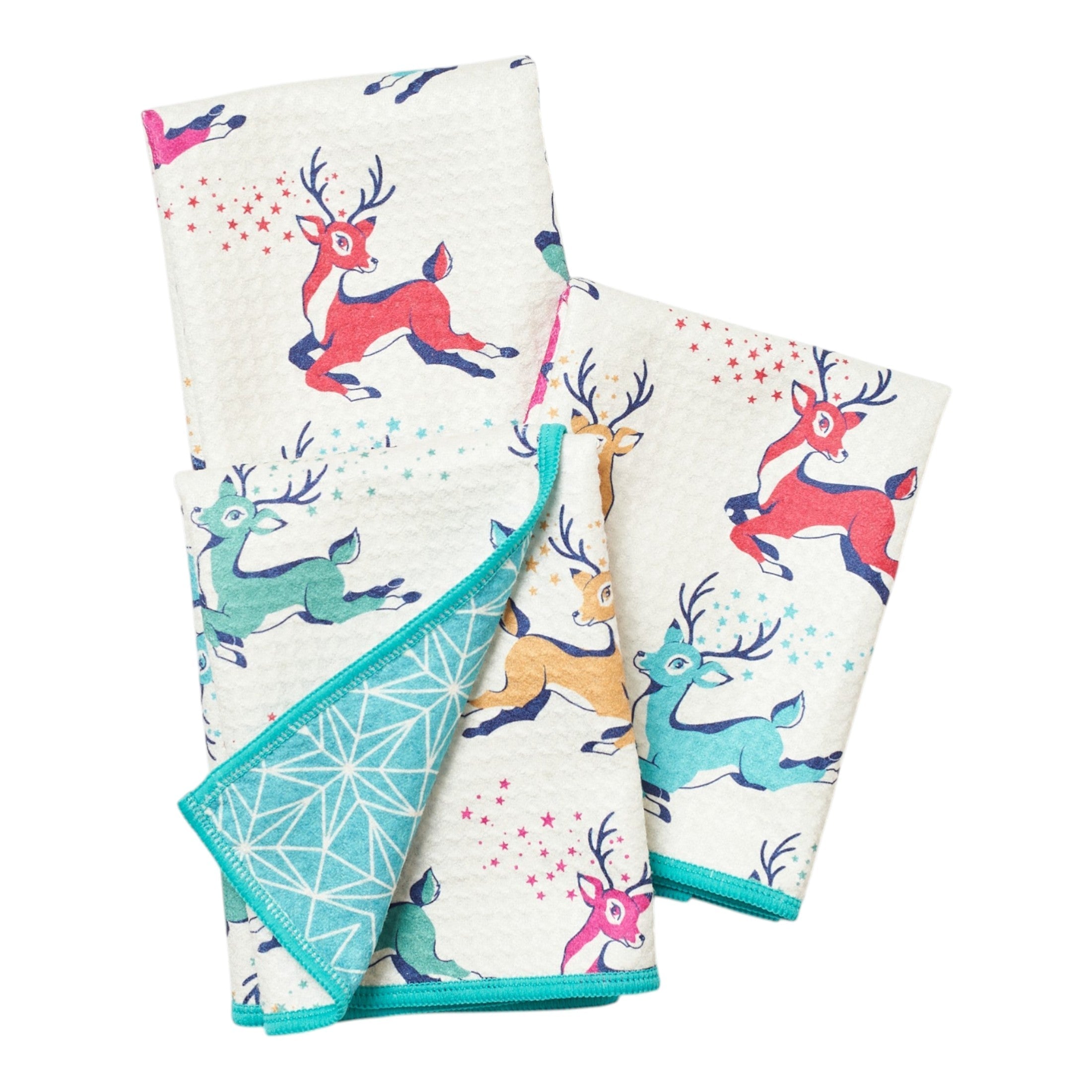 Mighty Mini Towel (Set of 3) Reversible - Heather Jacobs Reindeer Games - Once Again Home Co.