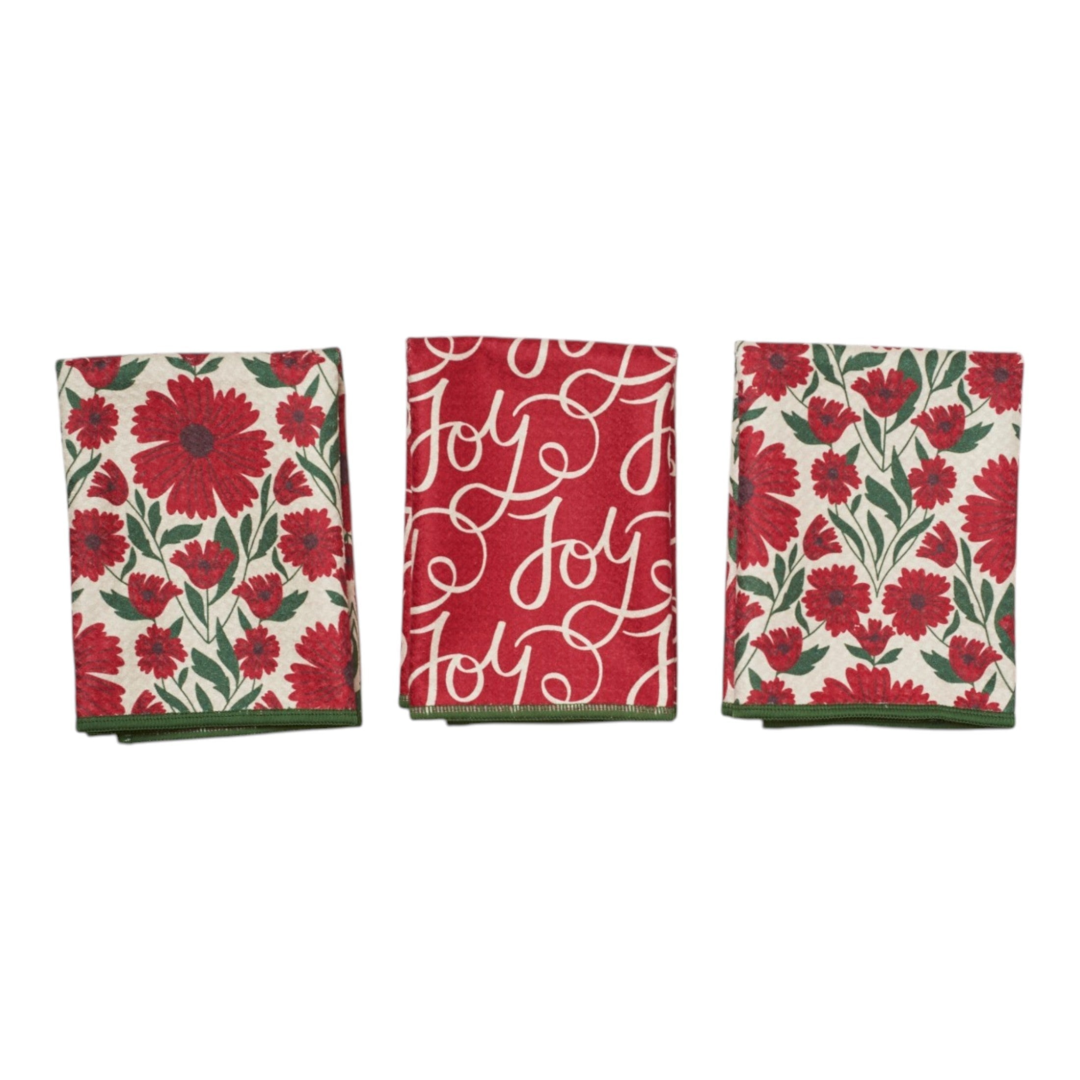 Mighty Mini Towel (Set of 3) Reversible - Jen Owens Holiday Daisy - Once Again Home Co.