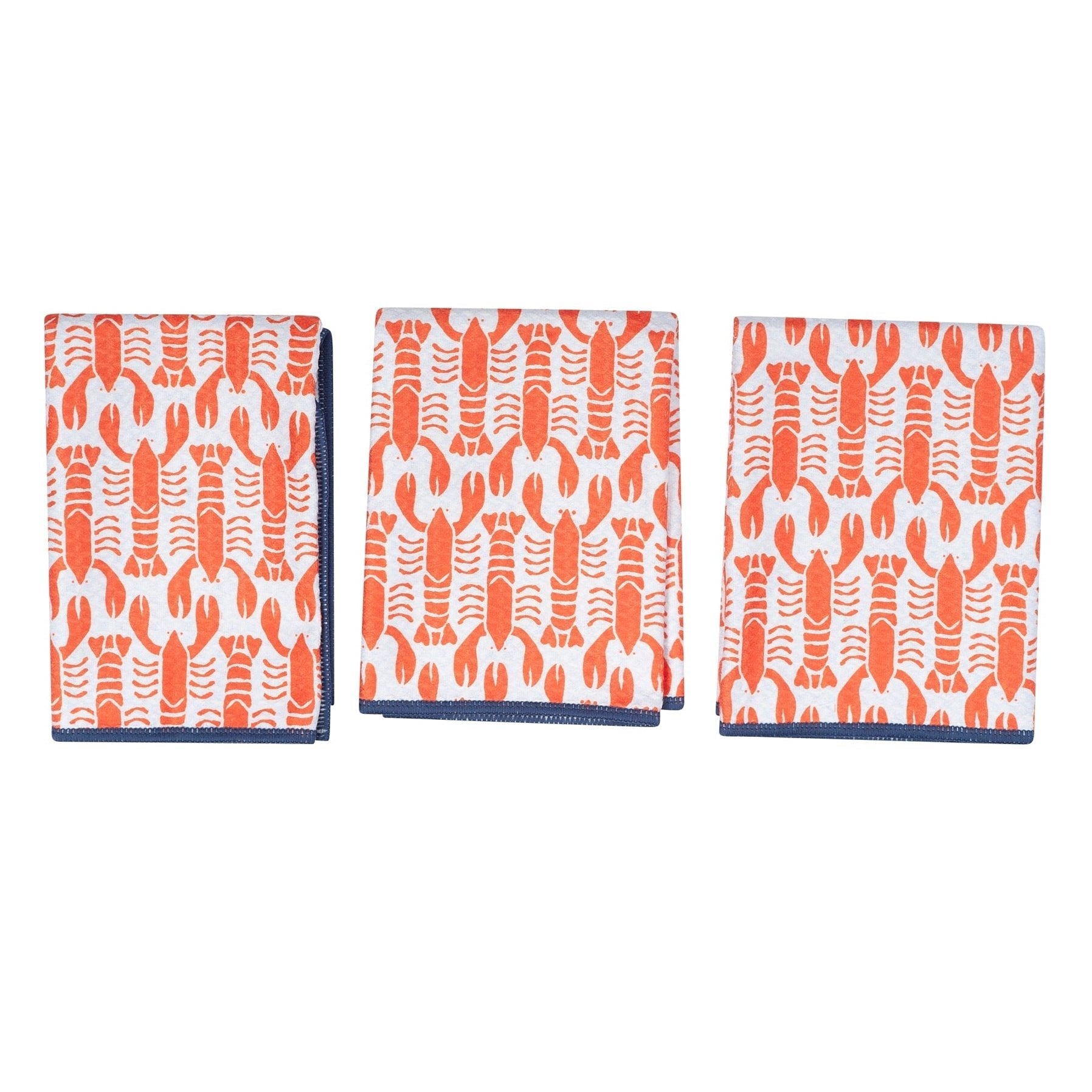 Mighty Mini Towel (Set of 3) Reversible - Kate Nelligan Lobster - Once Again Home Co.