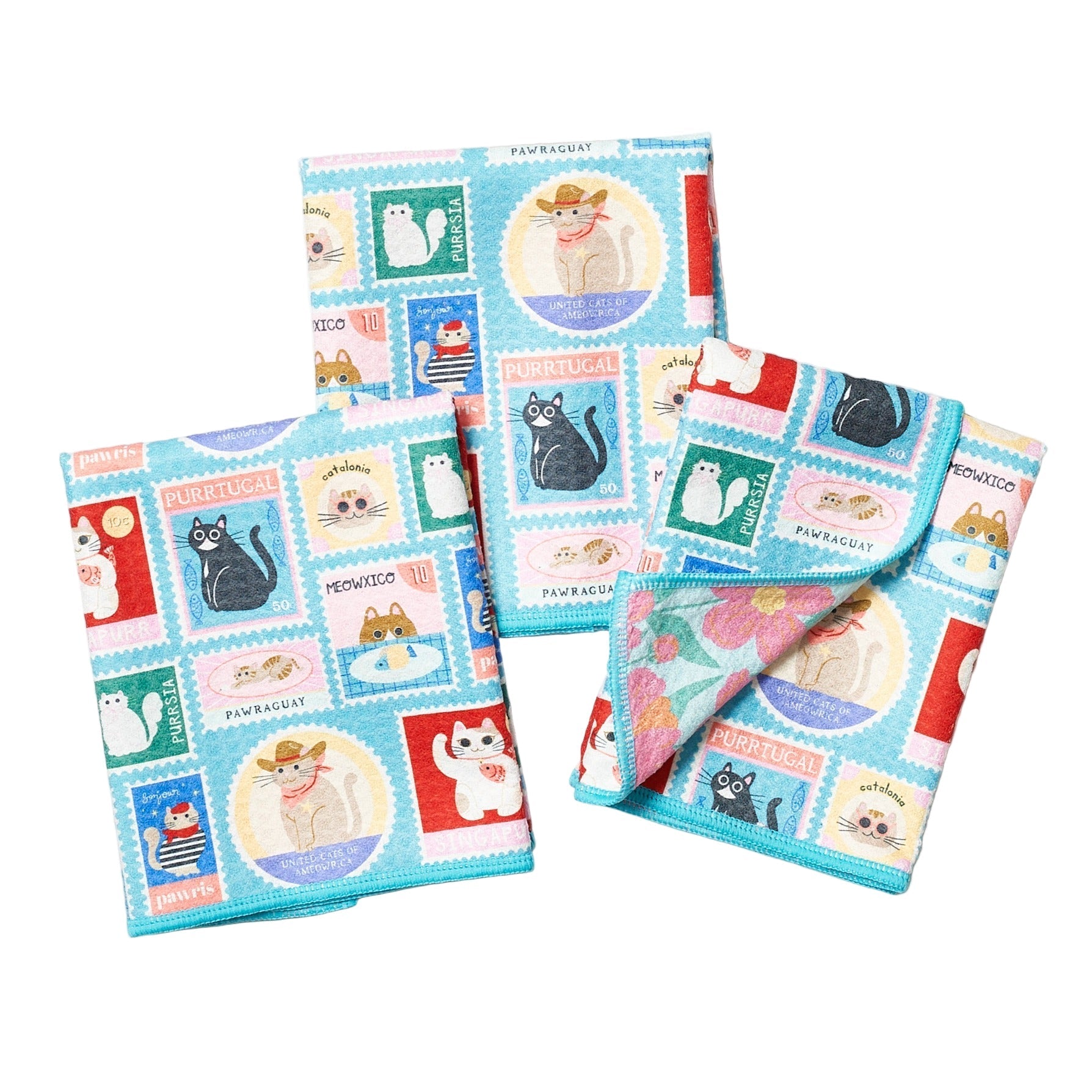 Mighty Mini Towel (Set of 3) Reversible - Mable Tan Cat Mail - Once Again Home Co.