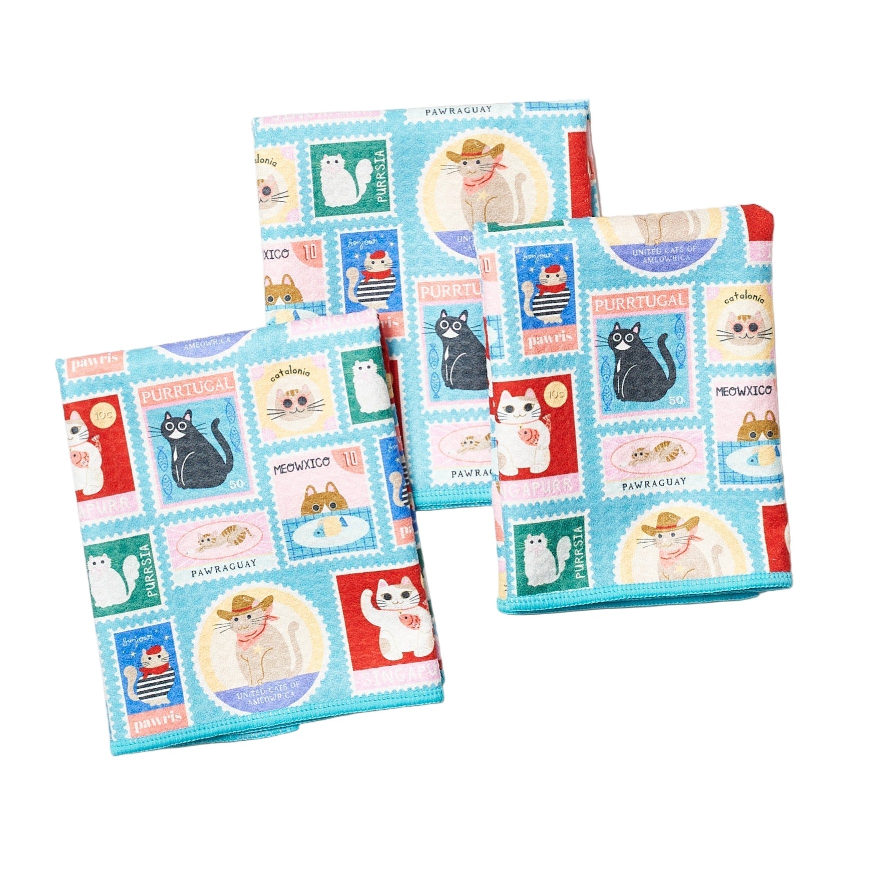 Mighty Mini Towel (Set of 3) Reversible - Mable Tan Cat Mail - Once Again Home Co.