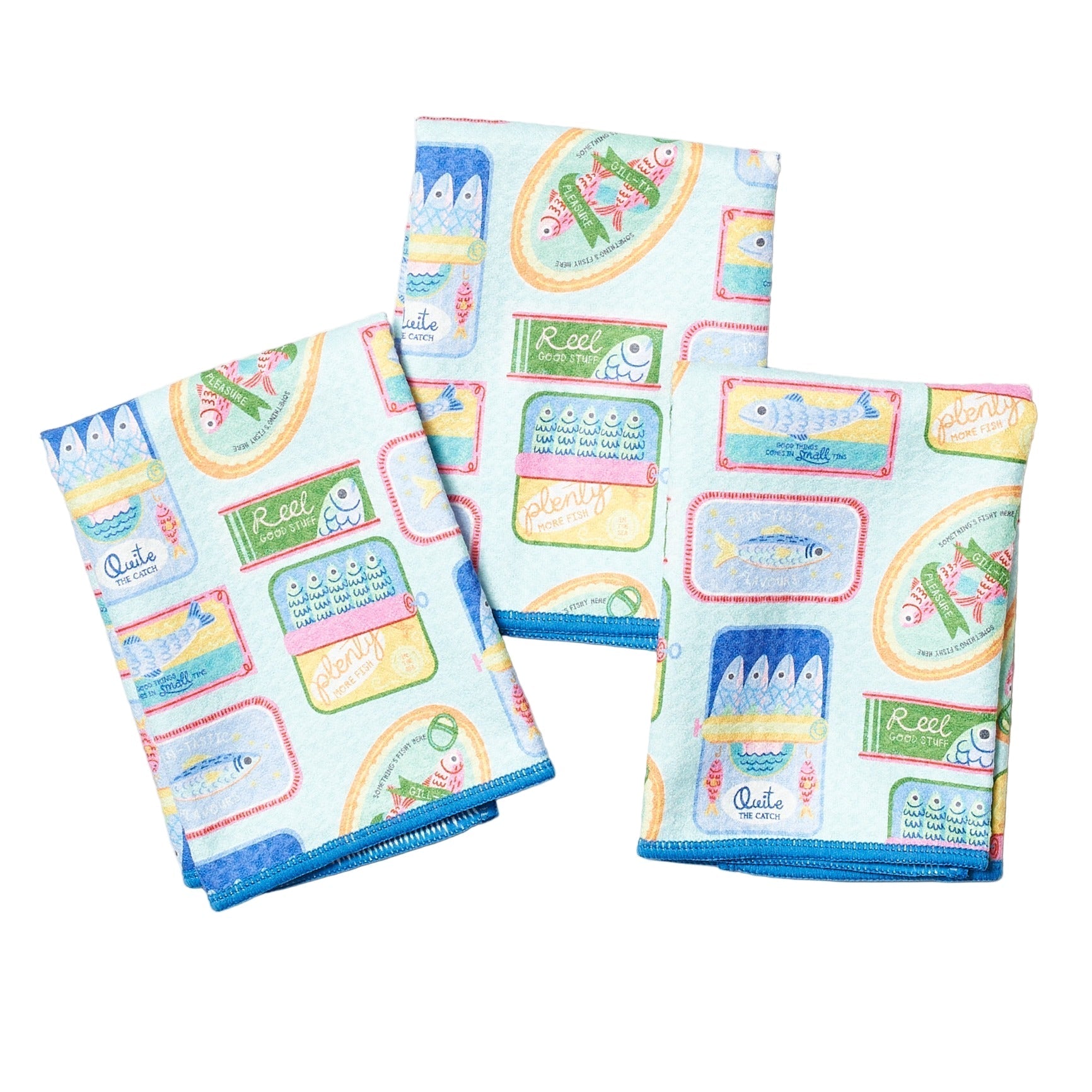 Mighty Mini Towel (Set of 3) Reversible - Mable Tan Sardines - Once Again Home Co.