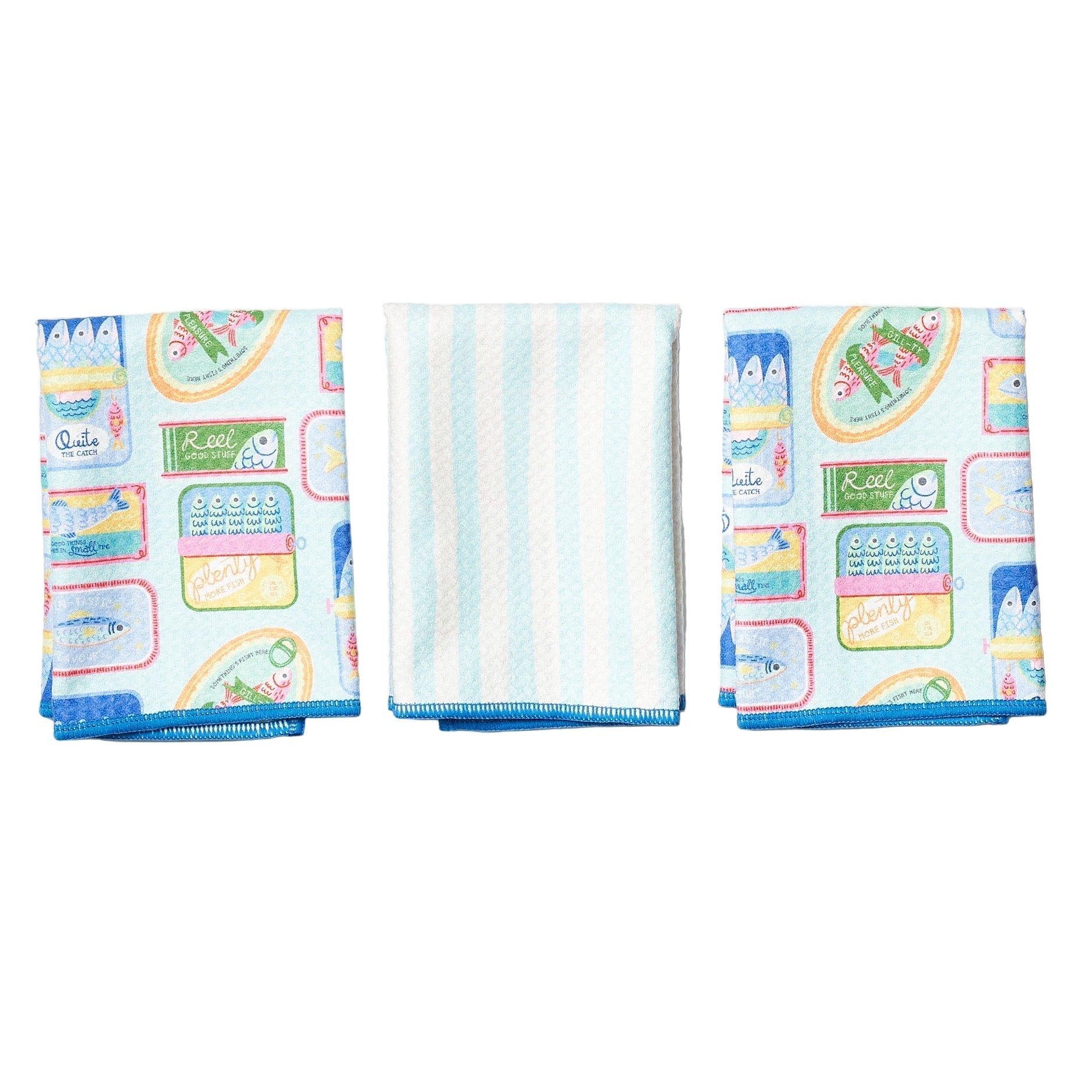 Mighty Mini Towel (Set of 3) Reversible - Mable Tan Sardines - Once Again Home Co.