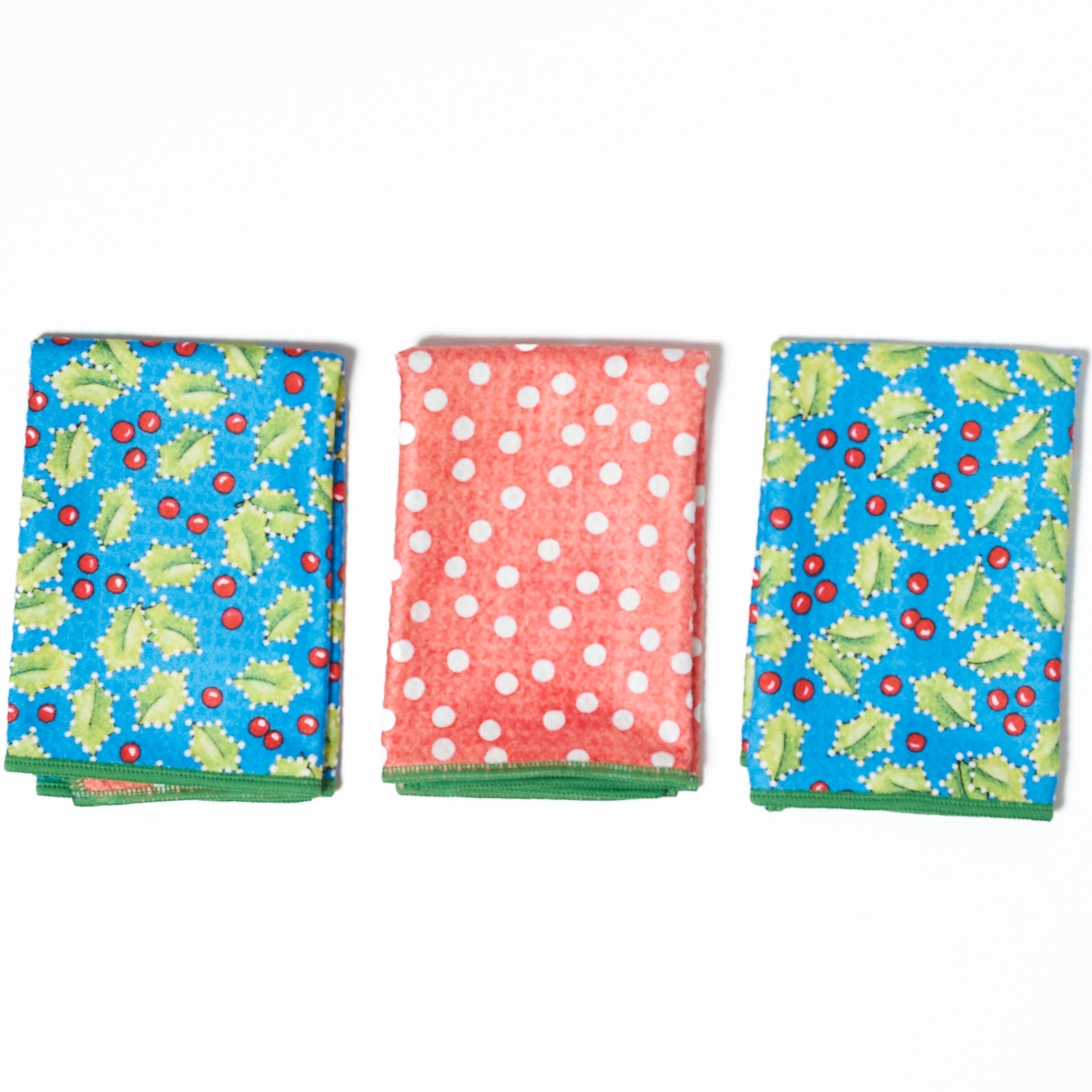 Mighty Mini Towel (Set of 3) Reversible - Mary Engelbreit Holly - Once Again Home Co.