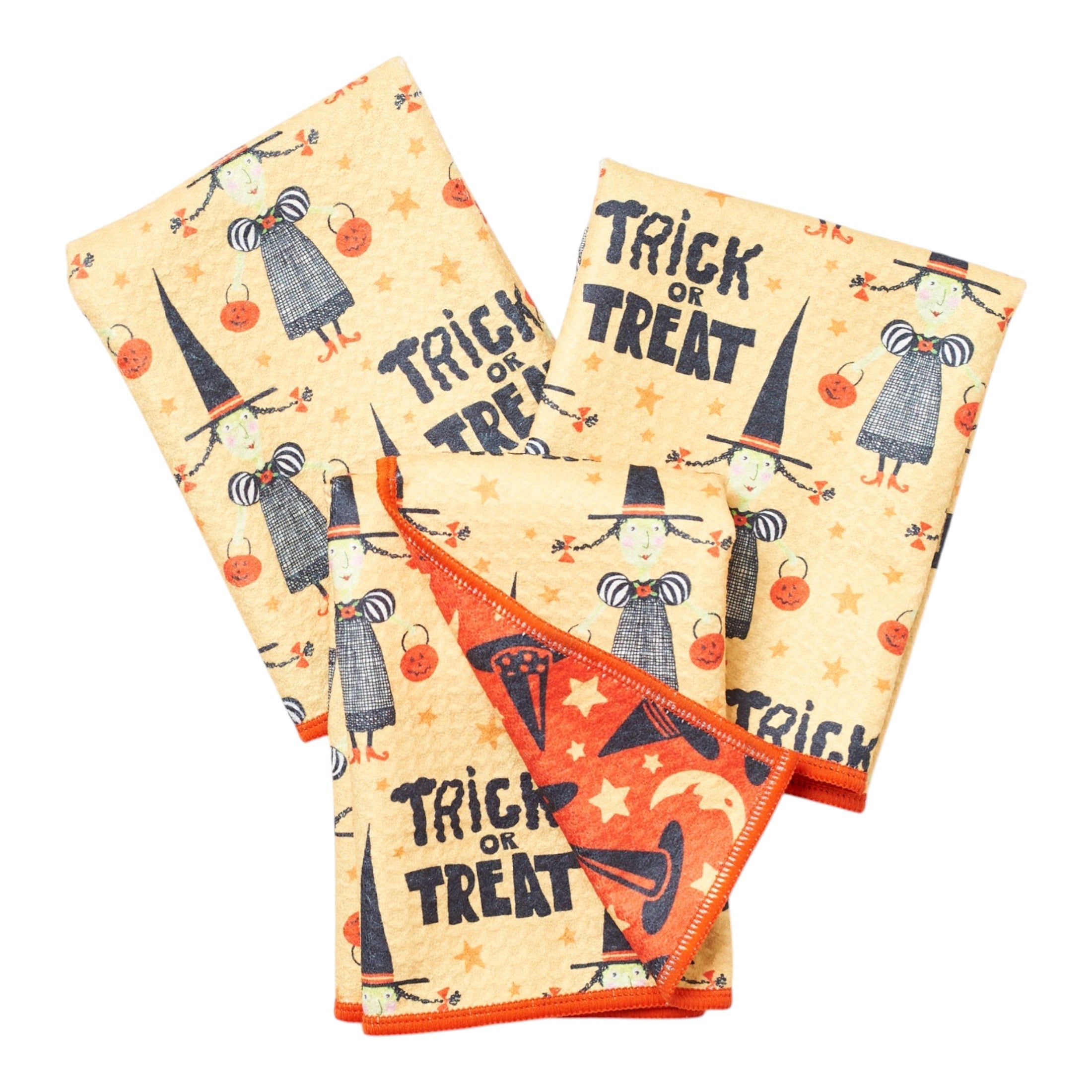 Mighty Mini Towel (Set of 3) Reversible - Mary Engelbreit Trick or Treat - Once Again Home Co.