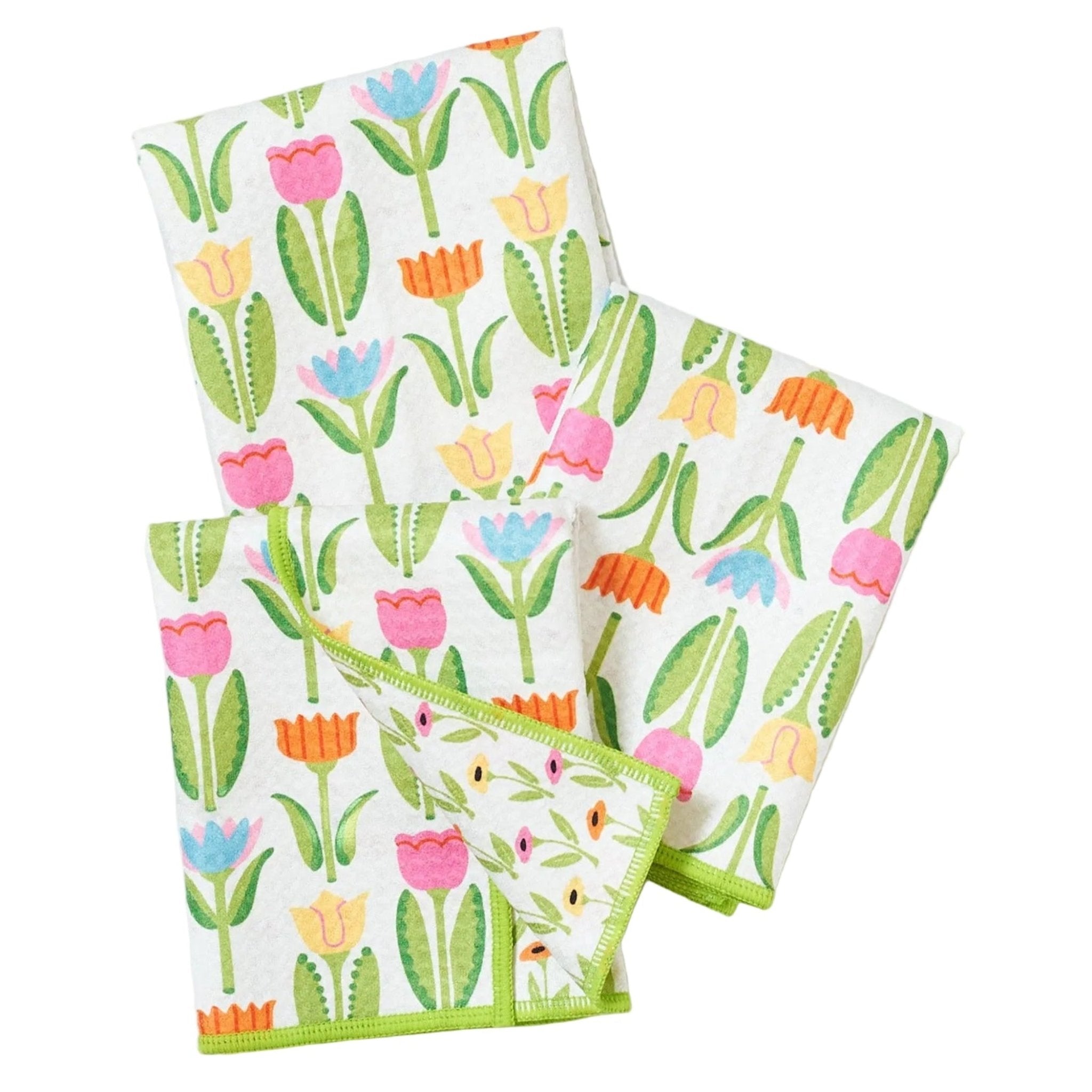 Mighty Mini Towel (Set of 3) Reversible - Mary Engelbreit Tulips - Once Again Home Co.