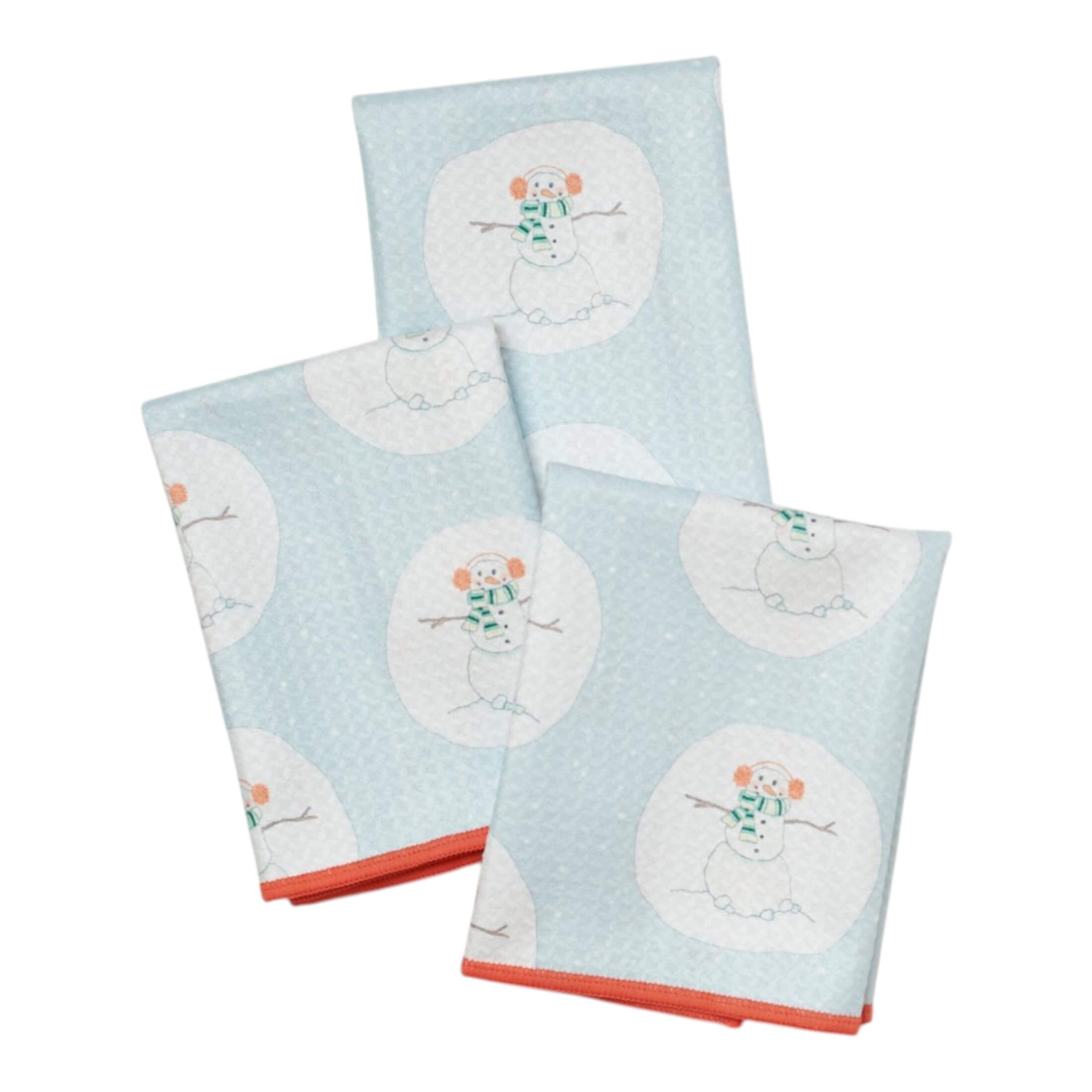 Mighty Mini Towel (Set of 3) Reversible - Sara Fitz Happy Snowman - Once Again Home Co.