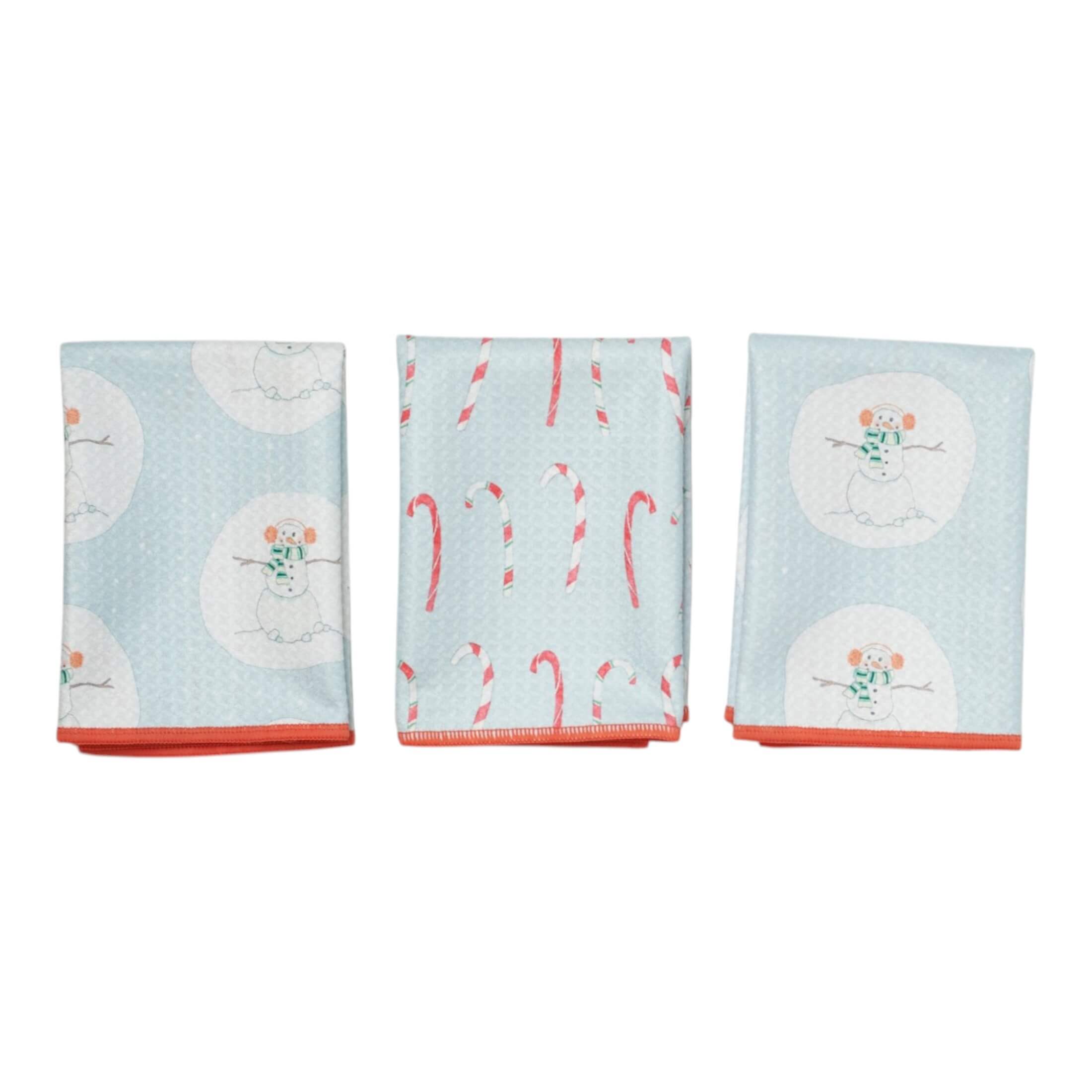 Mighty Mini Towel (Set of 3) Reversible - Sara Fitz Happy Snowman - Once Again Home Co.
