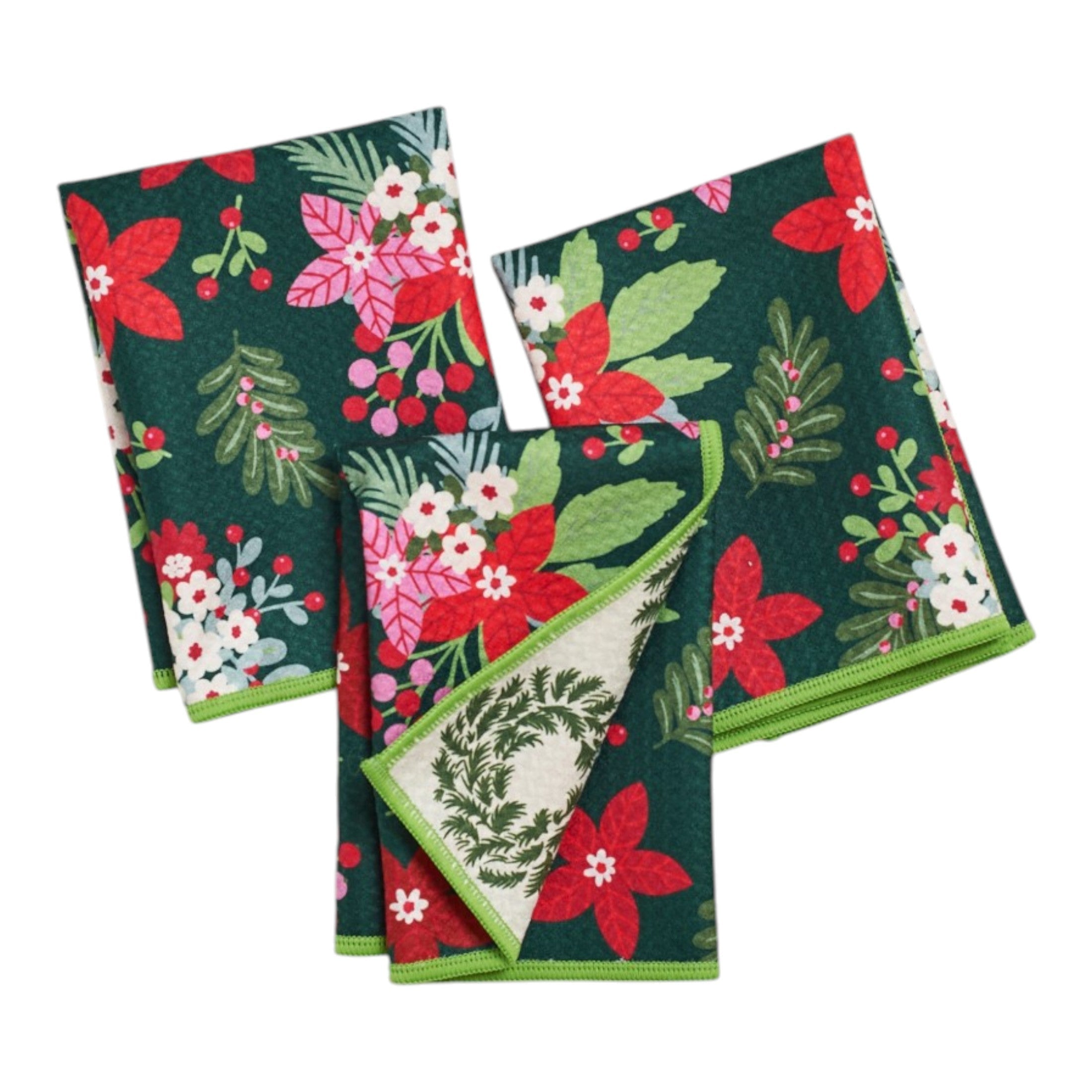 Mighty Mini Towel (Set of 3) Reversible - Signature Poinsettia Garden - Once Again Home Co.