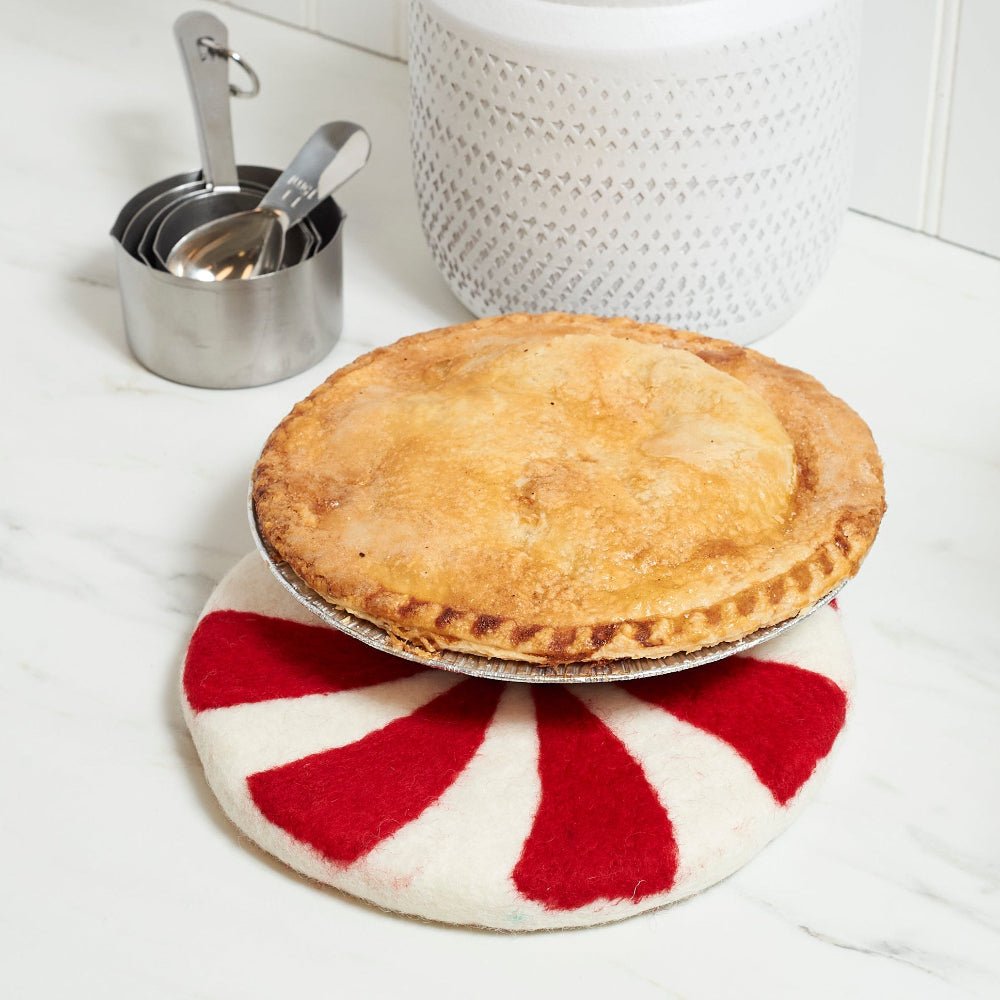 Wool Trivet - Candy Cane in Red - Once Again Home Co.