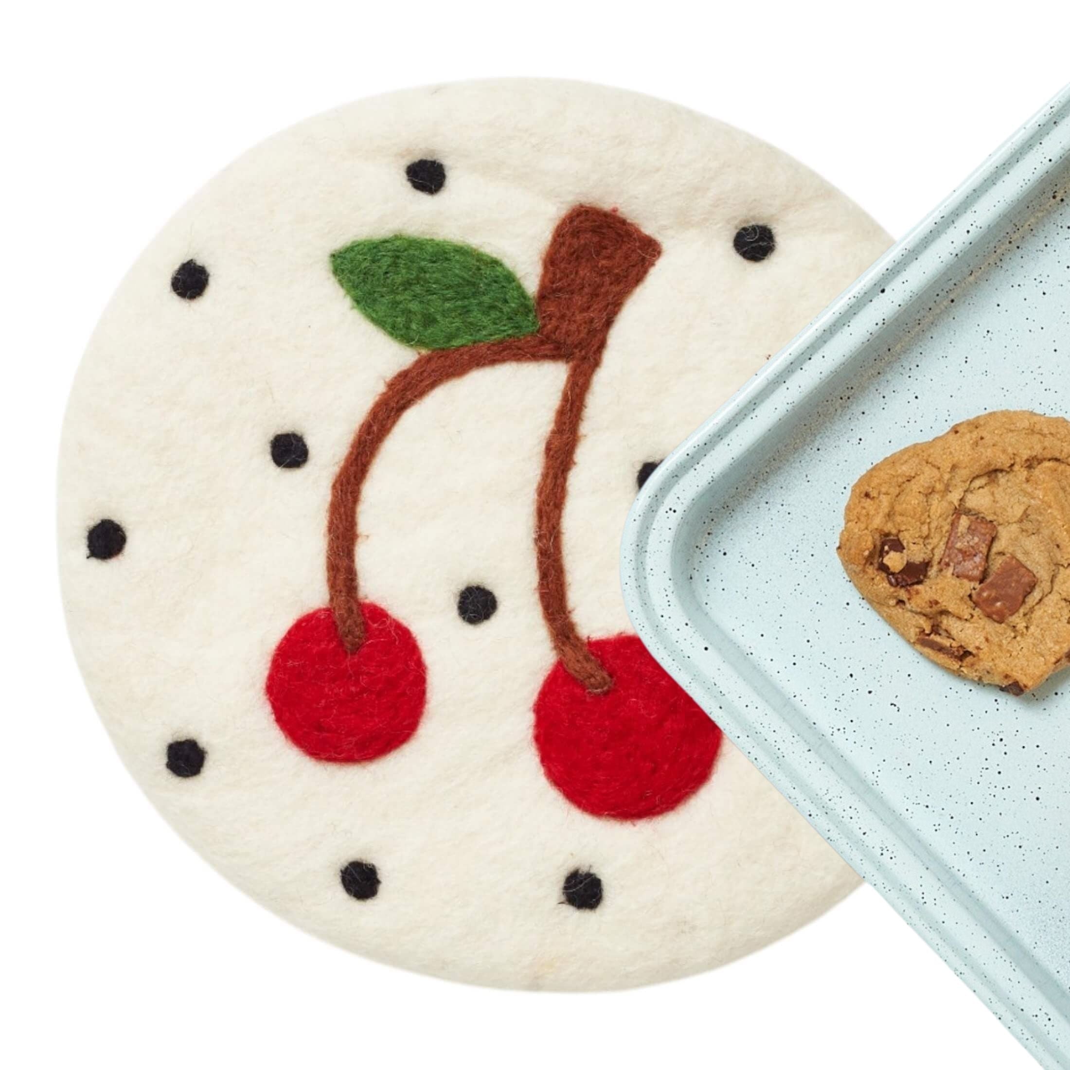 Wool Trivet - Mary Engelbreit Cherries - Once Again Home Co.